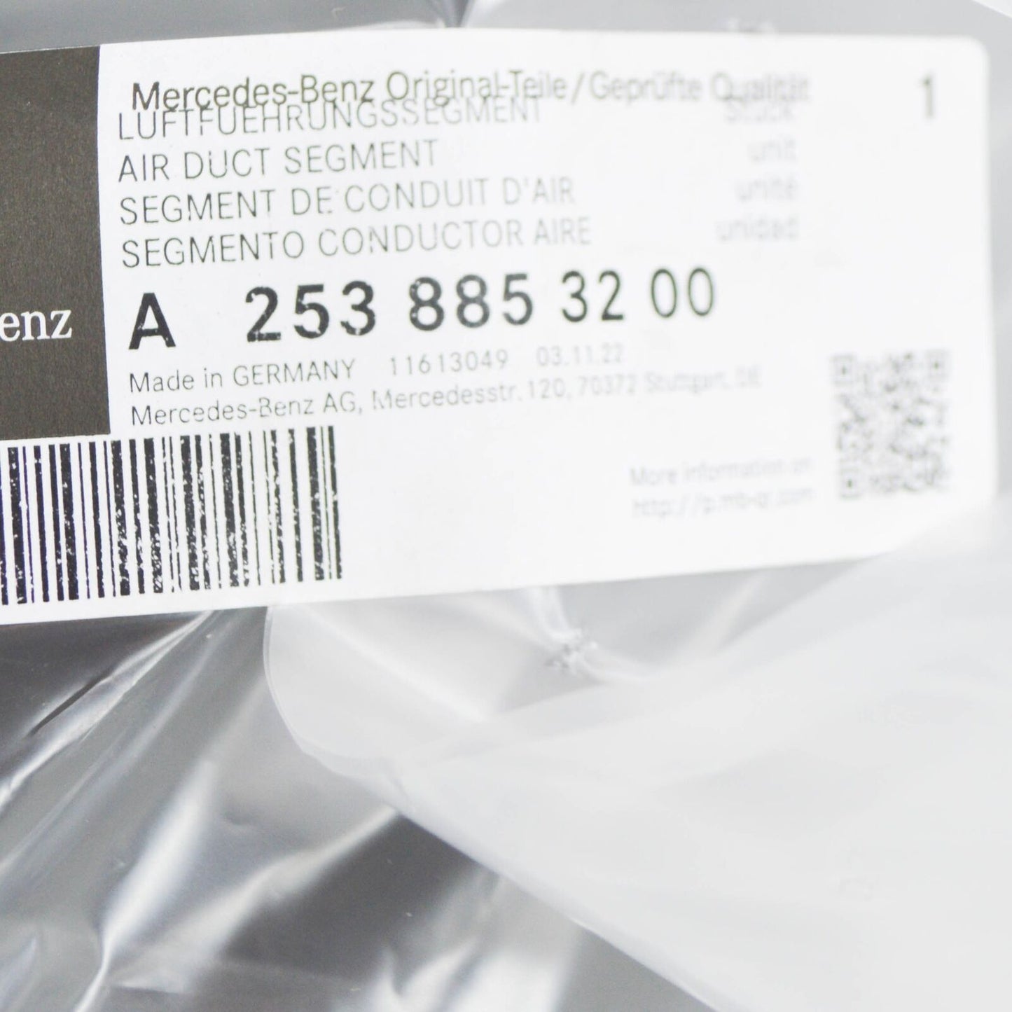 NEW MERCEDES-BENZ GLC X253 FRONT RIGHT AIR DUCT SEGMENT A2538853200 ORIGINAL