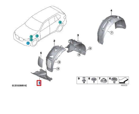 NEW BMW X6 G06 FRONT RIGHT WHEEL HOUSING COVER 51118092242 ORIGINAL