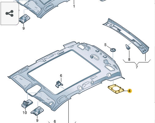 NEW AUDI Q7 4M LEFT ROOF LOUDSPEAKER COVER TRIM 4M0868149C4PK ORIGINAL