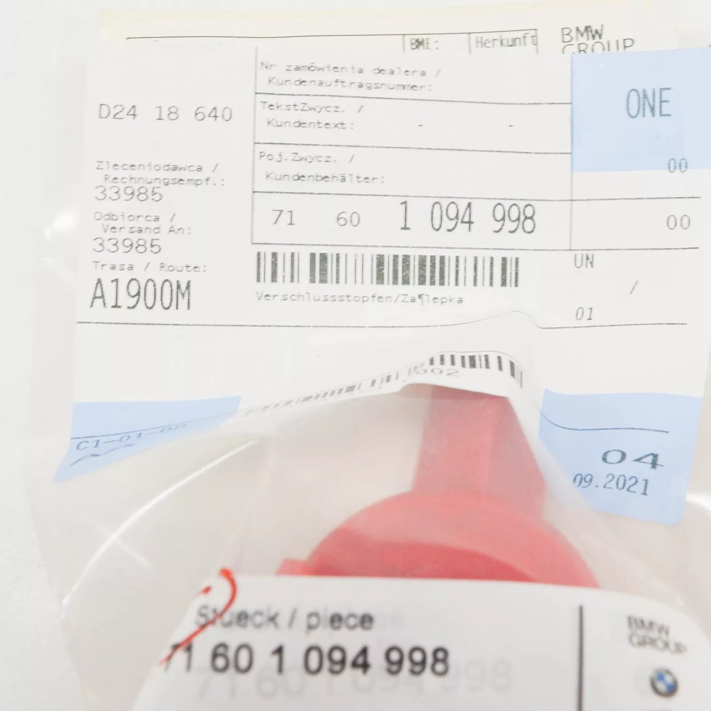 NEW BMW 3 E46 SEALING BLIND PLUG D=18MM 71601094998 ORIGINAL