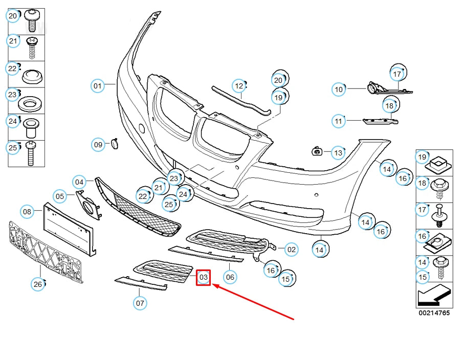 NEW BMW 3 E90 FRONT BUMPER RIGHT OPEN GRILLE 51117198908 7198908 ORIGINAL