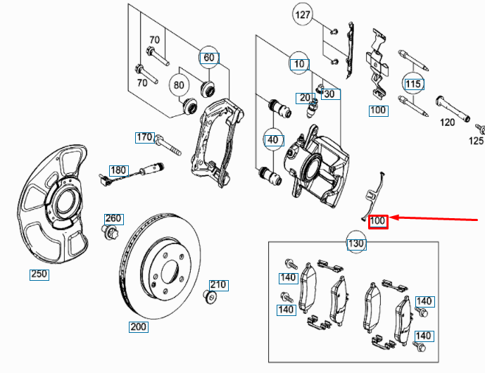NEW MB SLK R172 FRONT WHEEL BRAKE RETAINING SPRING A0009934607 ORIGINAL