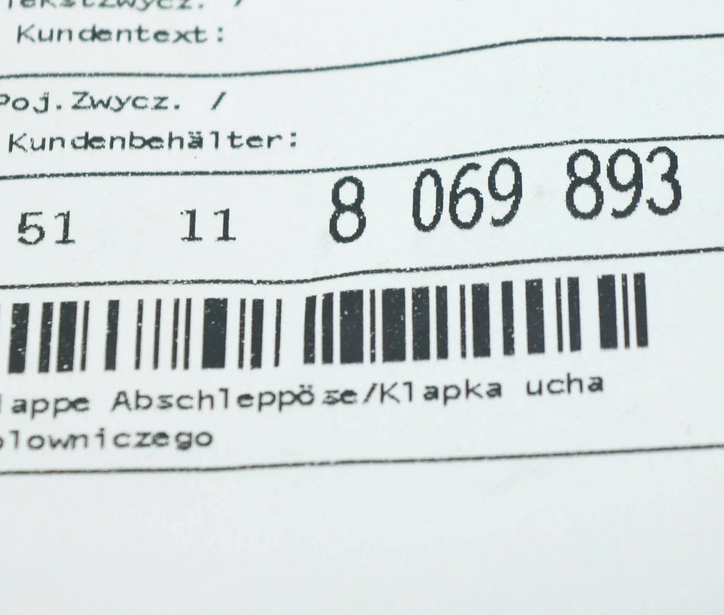 NEW BMW X7 G07 M FRONT BUMPER TOW HOOK EYE COVER 51118069893 ORIGINAL