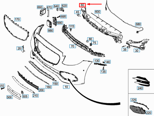new mb e w213 front bumper central impact absorber a2138850437 original