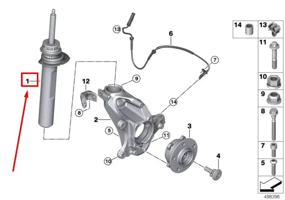 NEW BMW 2 F45 FRONT LEFT SPRING STRUT 6887333 31306887333 ORIGINAL