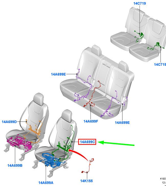 new ford galaxy mk3 front left seat wire assy lhd 2467106 original