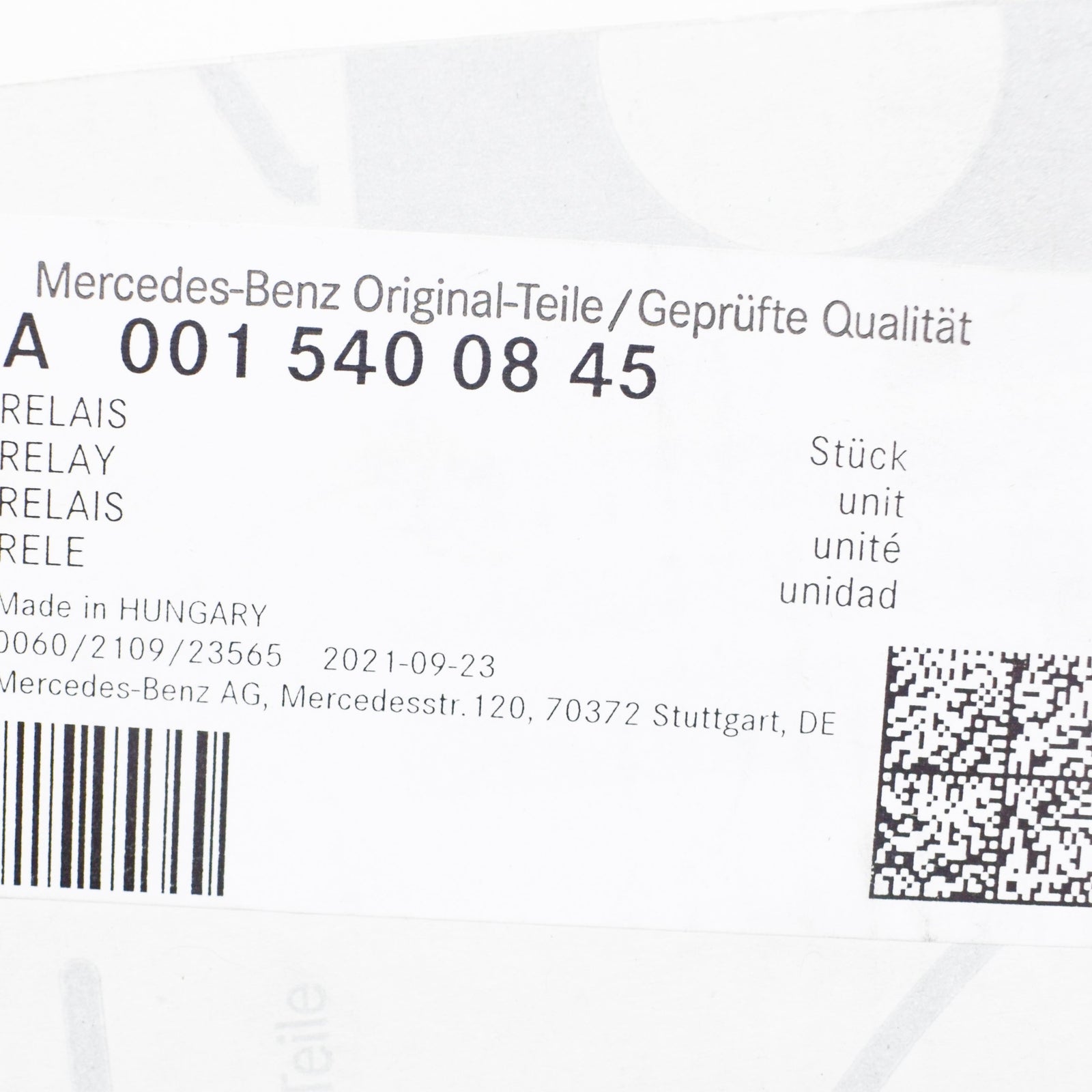 NEW MERCEDES-BENZ C-CLASS W202 RELAY CONTROL MODULE UNIT A0015400845 ORIGINAL