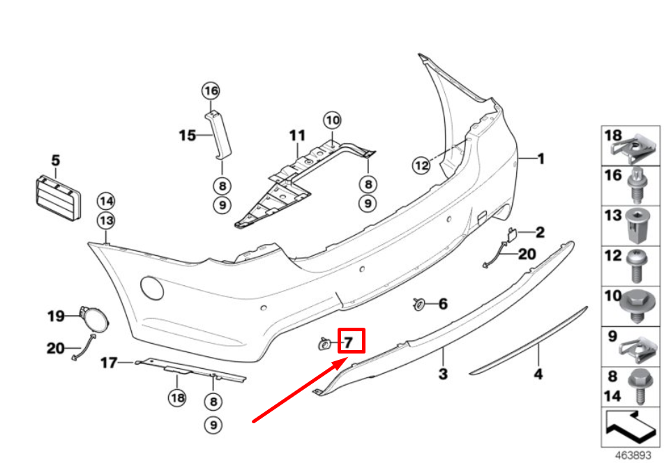 new bmw 3 e90 rear left pdc holder 51128040169 8040169 original