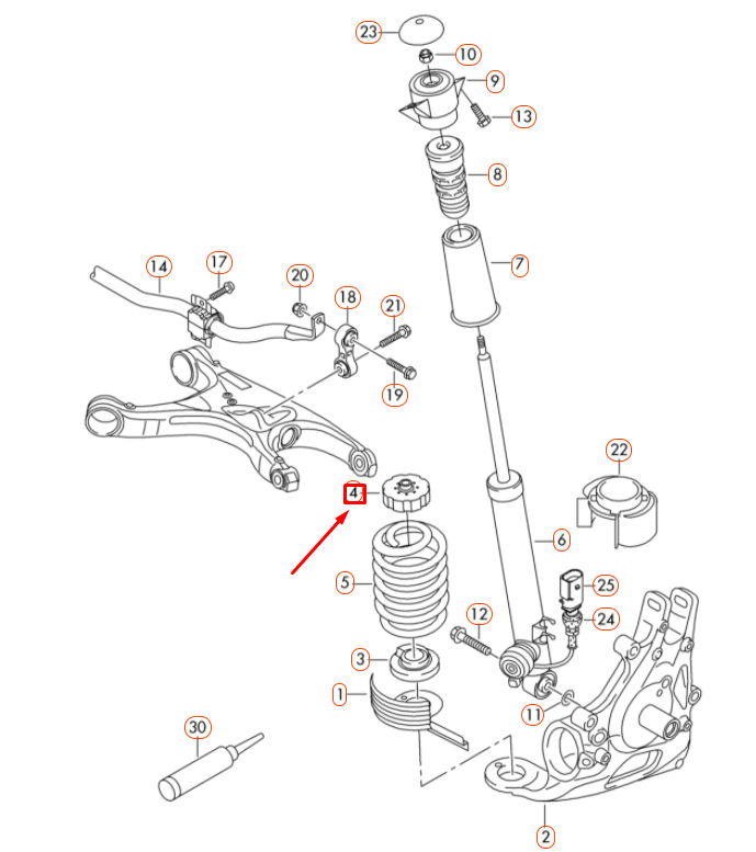 NEW AUDI A4 B8 REAR AXLE SPRING UPPER SUPPORT 8K0512141G ORIGINAL