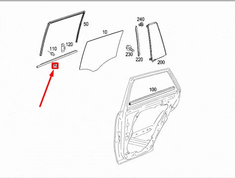 NEW MB GL X164 REAR LEFT OUTSIDE WINDOW GARNISH MOLDING A1646902380