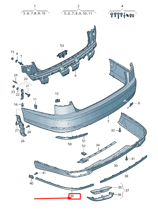 new audi a8 4n rear right bumper trim 4n08535562zz original