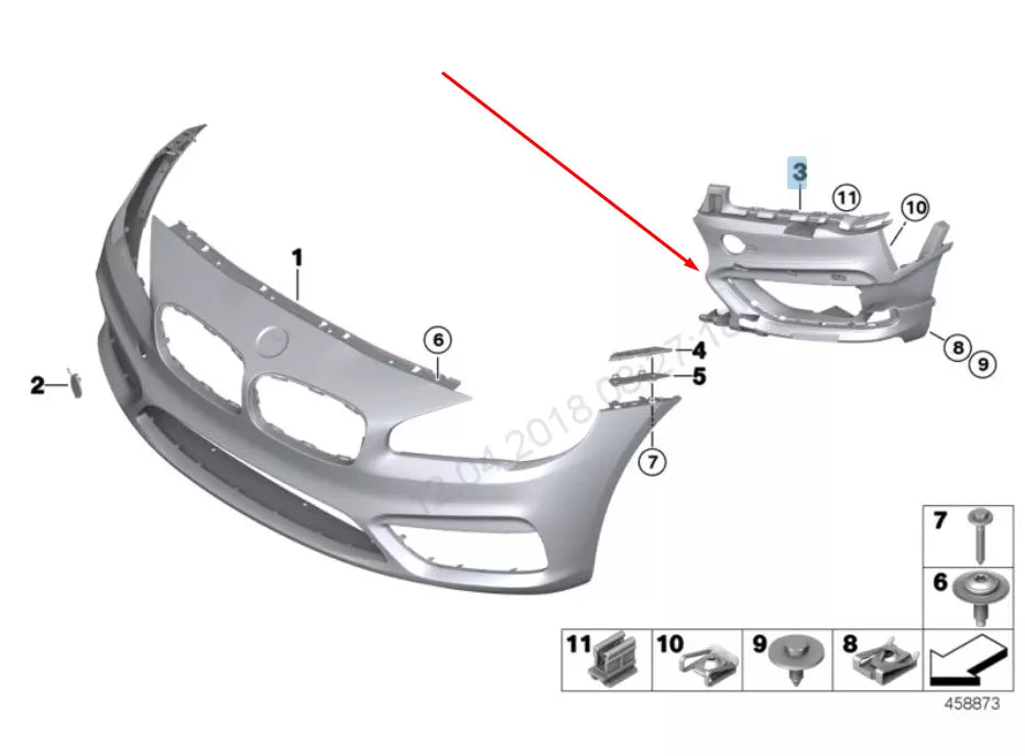 NEW BMW 2 F45 FRONT FOG LIGHT LEFT BRACKET 51117376981 7376981 2015 ORIGINAL