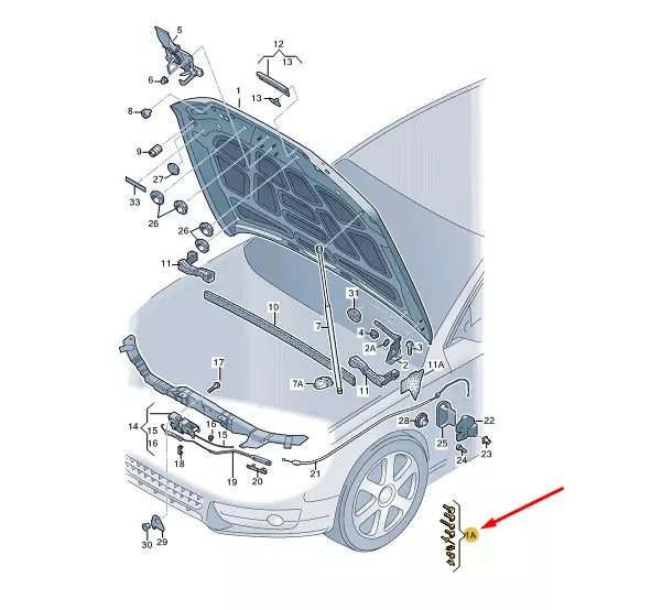 NEW AUDI A4 B8 ENGINE BONNET ATTACHMENT PARTS SET 8K0098615A
