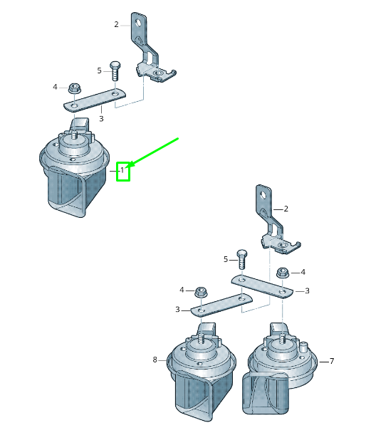 NEW VOLKSWAGEN ARTEON 3H7 HIGH TONE HORN SIGNAL 1S0951113 ORIGINAL