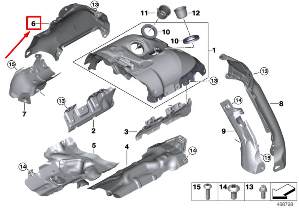 NEW BMW 5 G30 REAR HEAT PROTECTION 11658652464 8652464 ORIGINAL
