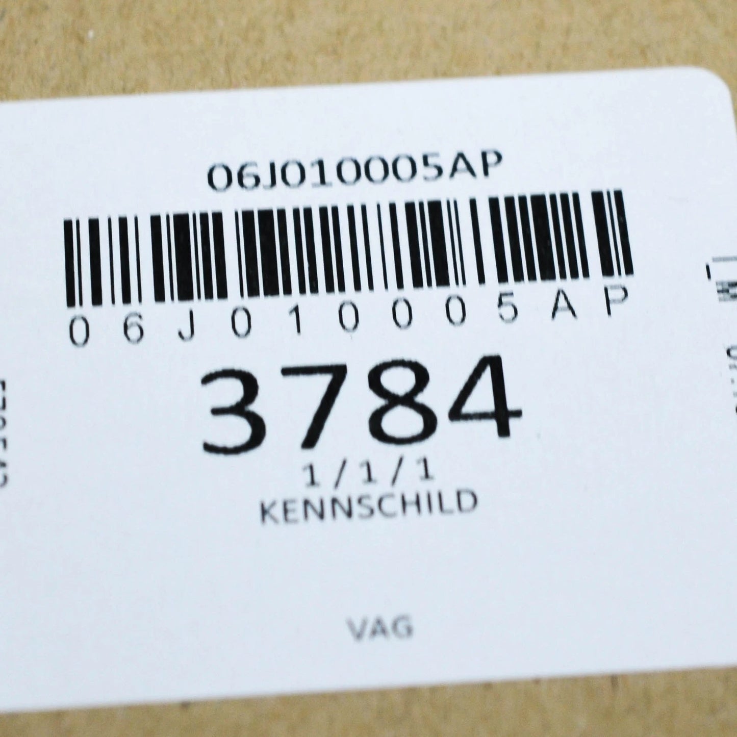 NEW VOLKSWAGEN ENGINE DATA NOTICE LABEL STICKER 06J010005AP ORIGINAL
