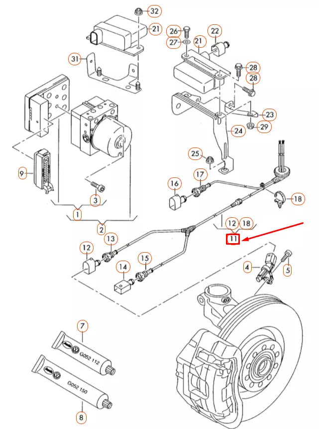 NEW AUDI A3 8P FRONT LEFT ABS SENSOR WIRING HARNESS 1K0927903J
