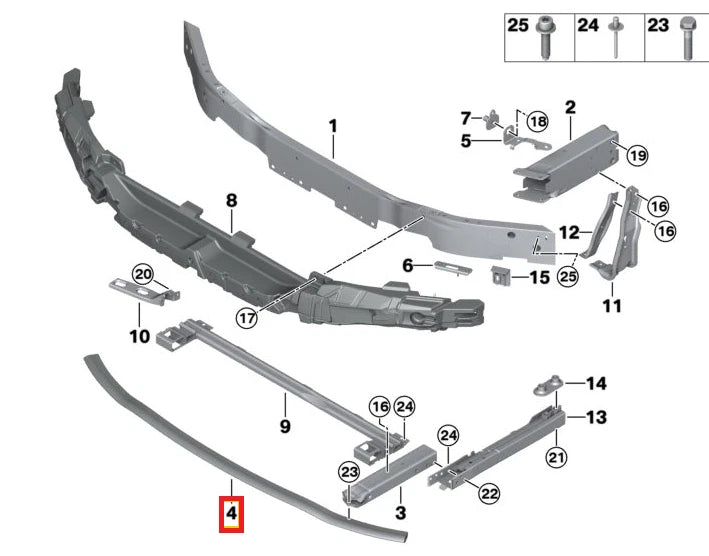 NEW BMW F40 FRONT BUMPER CARRIER LOWER MOUNT 51117480390 7480390 ORIGINAL