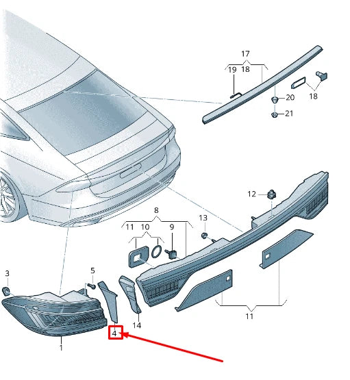 NEW AUDI A7 4K REAR RIGHT TAIL LIGHT TRIM 4K8945254 ORIGINAL