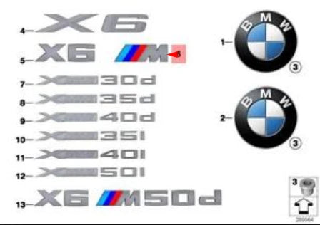 NEW BMW X6 E71 REAR TRUNK BOOT LID EMBLEM BADGE LABEL 51147250850 ORIGINAL