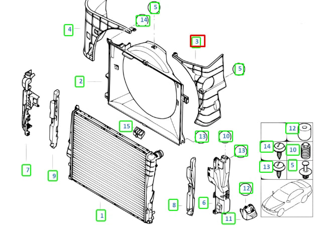 NEW BMW M3 CONVERTIBLE E46 RADIATOR LEFT AIR DUCT 17112228945 ORIGINAL