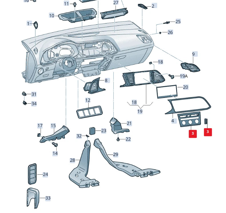 NEW SEAT LEON 5F DASHBOARD CLIMATE HEATER SURROUND TRIM 5F0858060G041 ORIGINAL