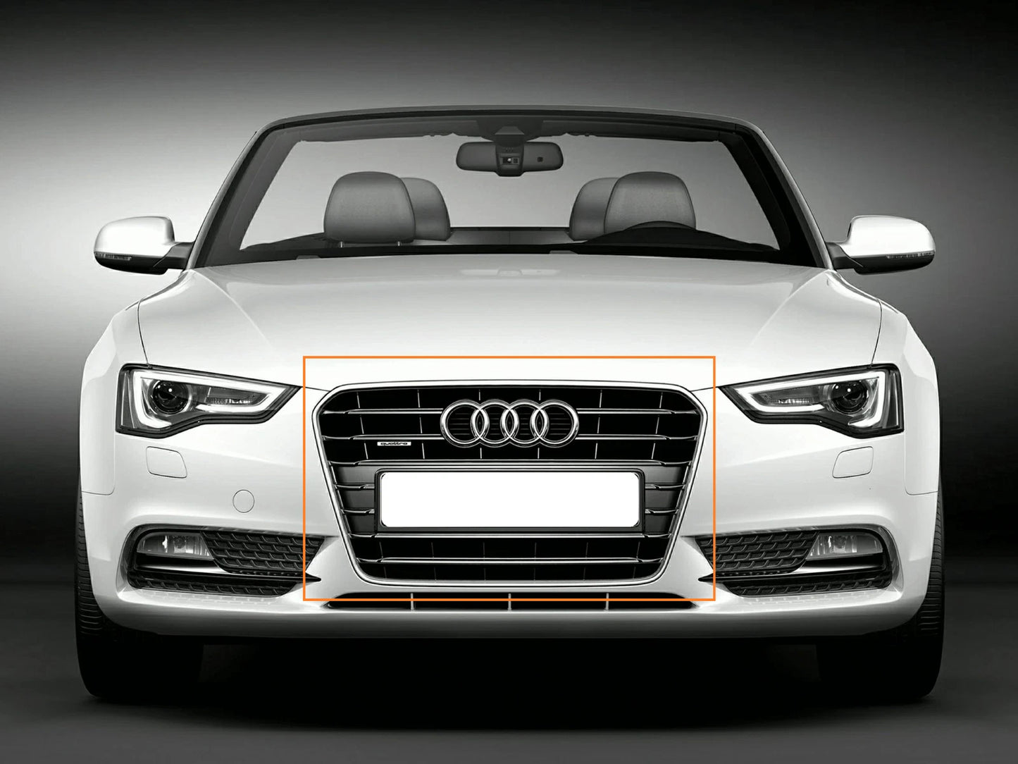 NEW AUDI A5 B8 FRONT CENTER GLOSSY BLACK/CHROME GRILLE 8T0853651KT94