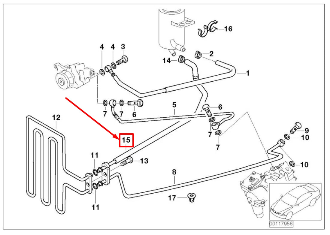 NEW BMW 5 E39 POWER STEERING HOSE 32412228868 2228868 ORIGINAL