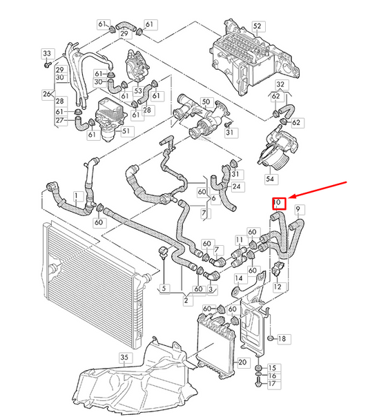 NEW VOLKSWAGEN ARTEON 3H7 COOLANT HOSE 3Q0121049AE ORIGINAL