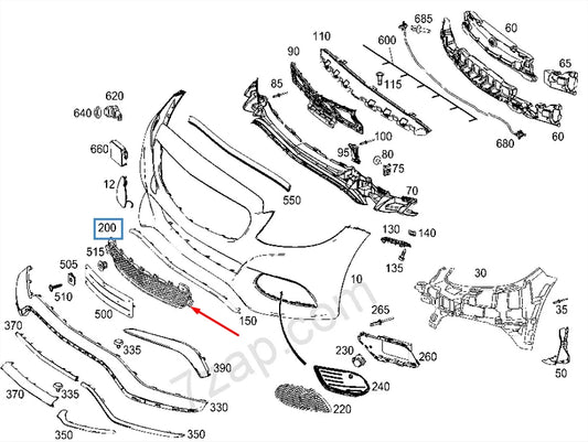 NEW MB C-CLASS W205 FRONT AMG BUMPER LOWER GRILL A2058852123 2016