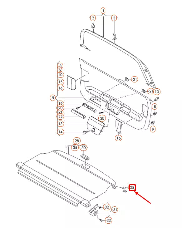 NEW VW PASSAT VARIANT B8 LUGGAGE COVER BLIND LEFT FITTING HOOK 3G9867899
