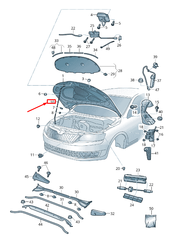 NEW SKODA OCTAVIA 5E MK3 HOOD FLAP SUPPORT 5E0823363 ORIGINAL
