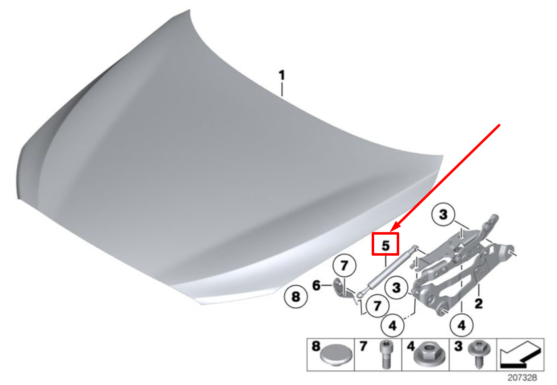 new bmw 5 gran turismo f07 hood lift support 51237200197 7200197 original