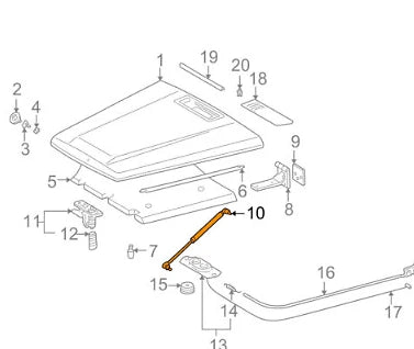 NEW MB G W463 FRONT HOOD BONNET LIFT CYLINDER A0009808164 ORIGINAL