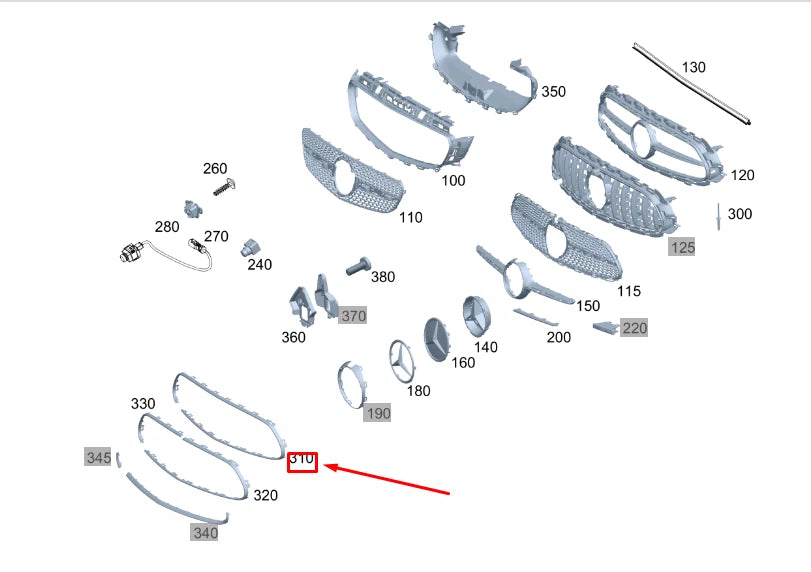 NEW MB E C238 RADIATOR GRILLE SURROUND TRIM MOULDING A2388854101 ORIGINAL