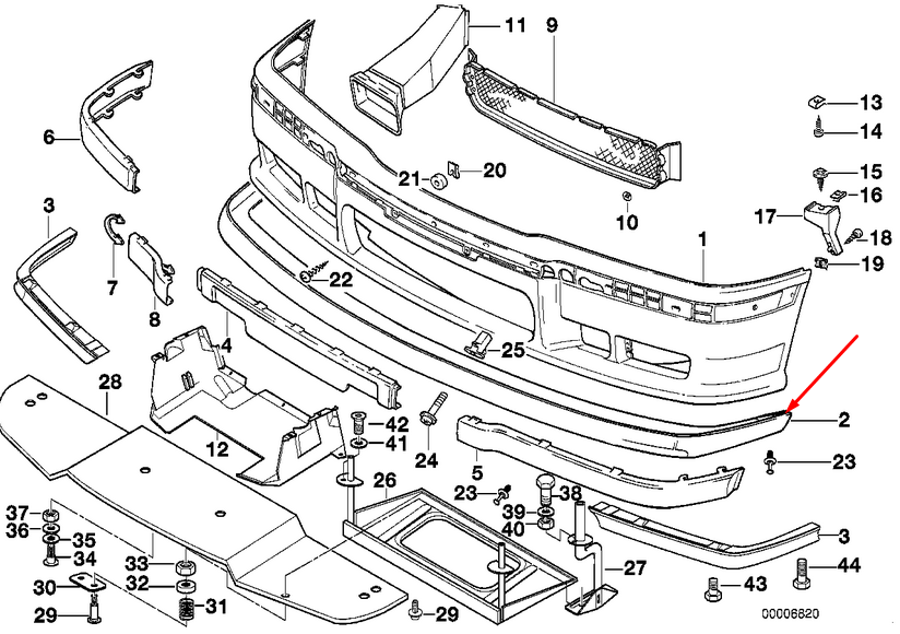 new bmw 3 e36 front m sport bumper lower spoiler 51112251767 2251767 original