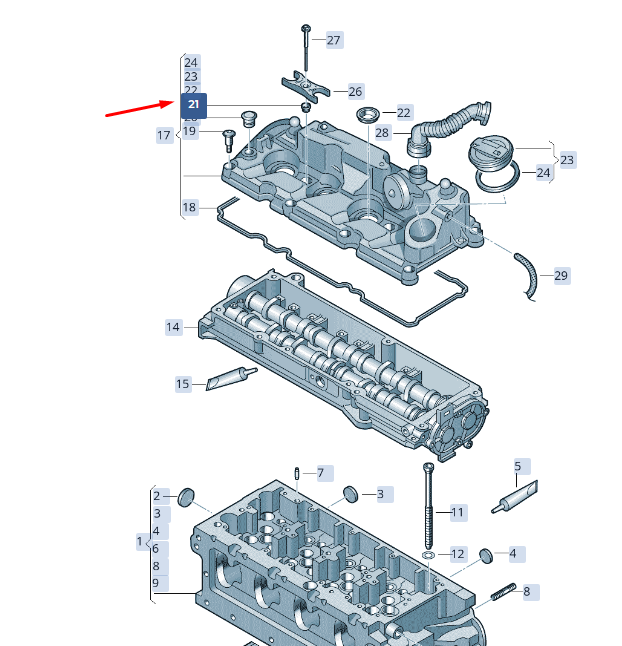 new skoda superb mk3 cylinder head cover grommet 059103631d original