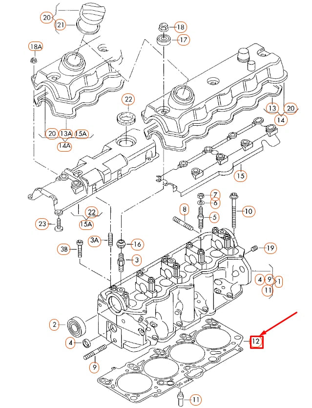 NEW VOLKSWAGEN BEETLE 9C CYLINDER HEAD GASKET 038103383AN ORIGINAL