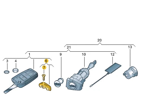 NEW VOLKSWAGEN TIGUAN AD1 KEY COVER CAP R 5G0959893TFOD ORIGINAL