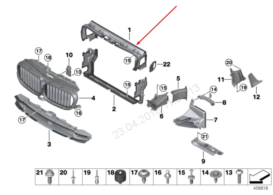 NEW BMW 7 G11 RADIATOR UPPER AIR DUCT 51747359796 7359796 2016 ORIGINAL