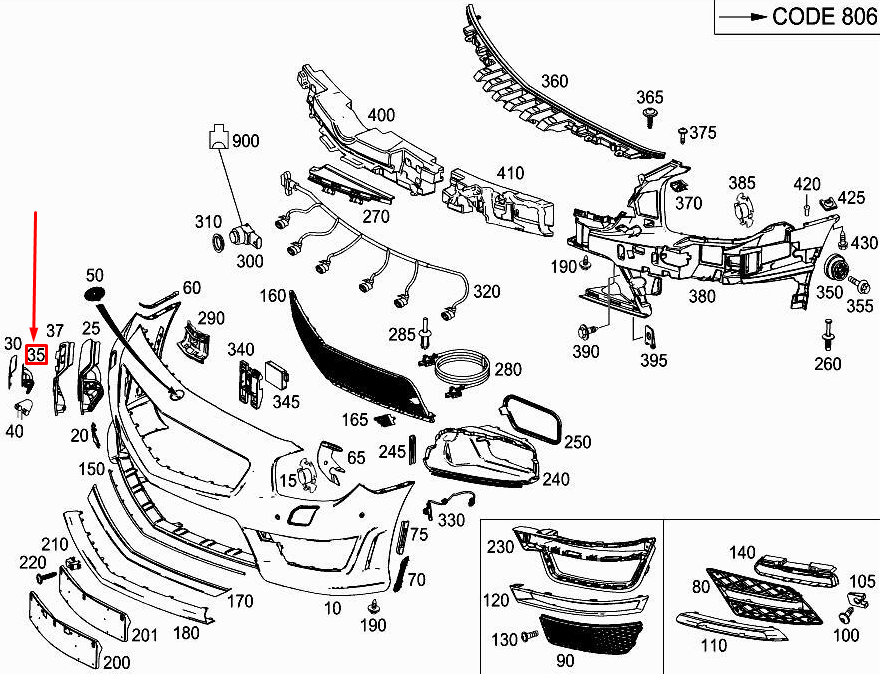 NEW MERCEDES-BENZ SL R231 RIGHT HEADLAMP WIPER RETAINER CLIP A2318690232
