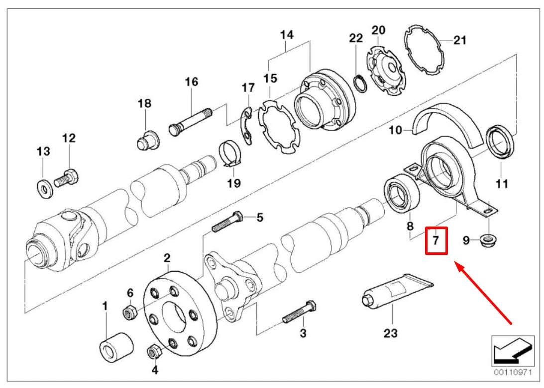 NEW BMW 3 CABRIO E46 DRIVESHAFT CENTER MOUNT 26122282495 2282495 ORIGINAL