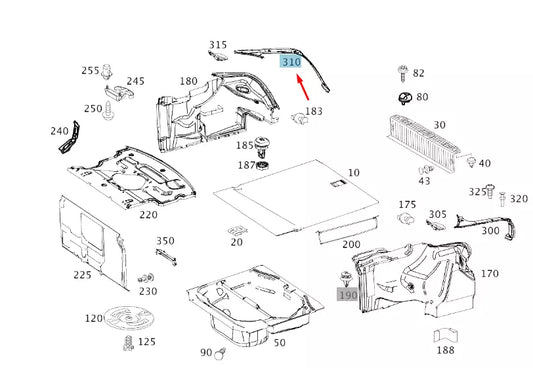 NEW MB CL C216 LUGGAGE COMPARTMENT RIGHT WELD SEAL COVER A21669302339051