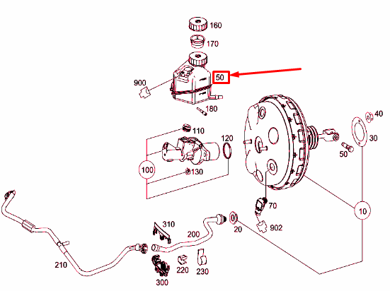 NEW MERCEDES-BENZ C W204 BRAKE BOOSTER RESERVOIR A2044300002 ORIGINAL