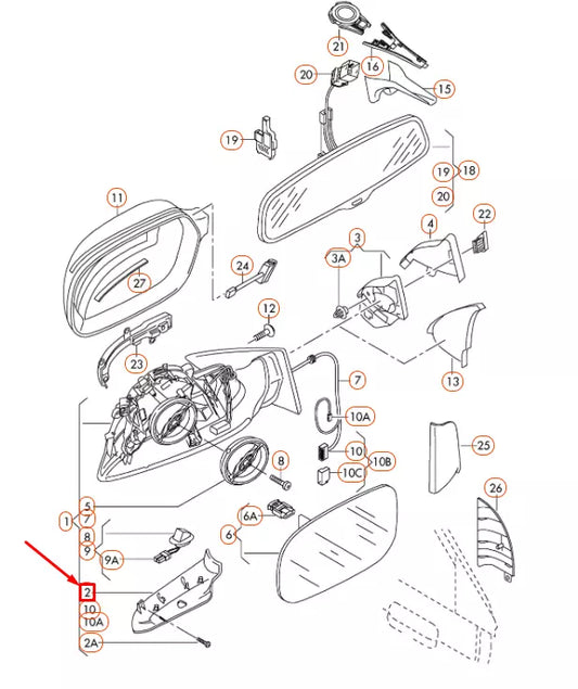 NEW AUDI A3 8P FRONT RIGHT DOOR MIRROR LOWER TRIM 4F0858524A01C
