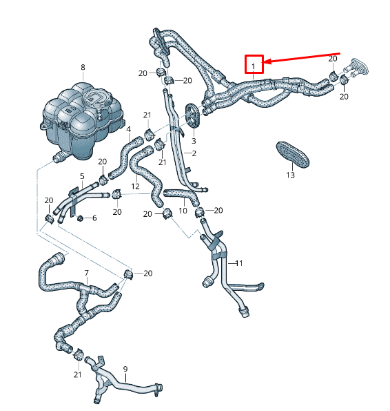new audi q7 4m engine coolant hose lhd 4m1819350 original
