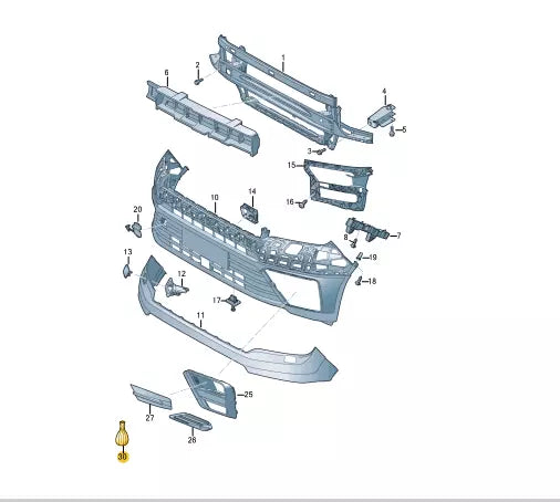 NEW VOLKSWAGEN CRAFTER SZ FRONT BUMPER FIXING REPAIR SET 7C0898623 ORIGINAL