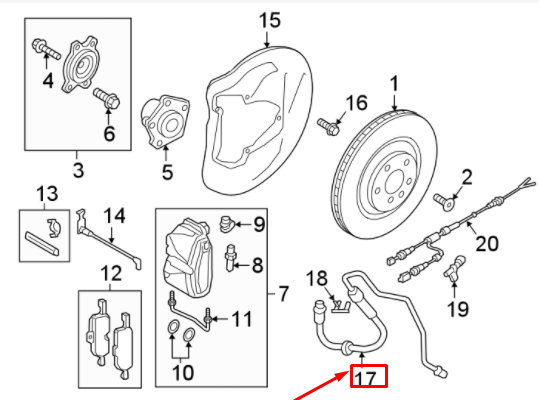 NEW AUDI A4 B9 FRONT RIGHT BRAKE HOSE 8W0611708B ORIGINAL