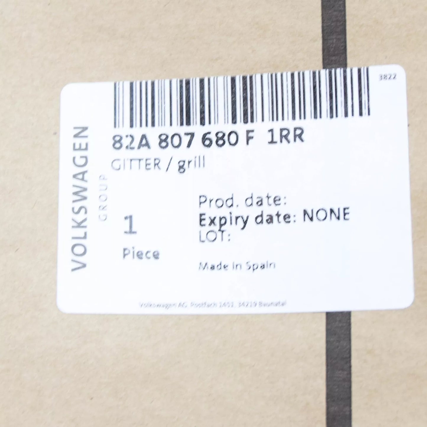 NEW AUDI A1 SPORTBACK GB FRONT RIGHT BUMPER GRILLE 82A807680F1RR ORIGINAL