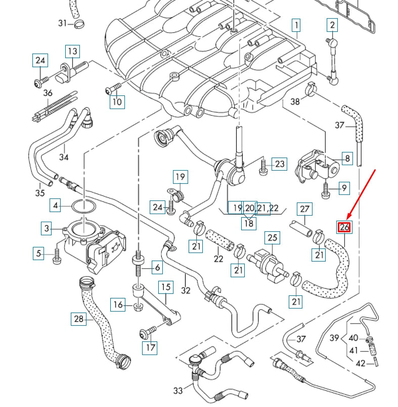 NEW AUDI A4 B7 INTAKE MANIFOLD VENT HOSE 06D133781F
